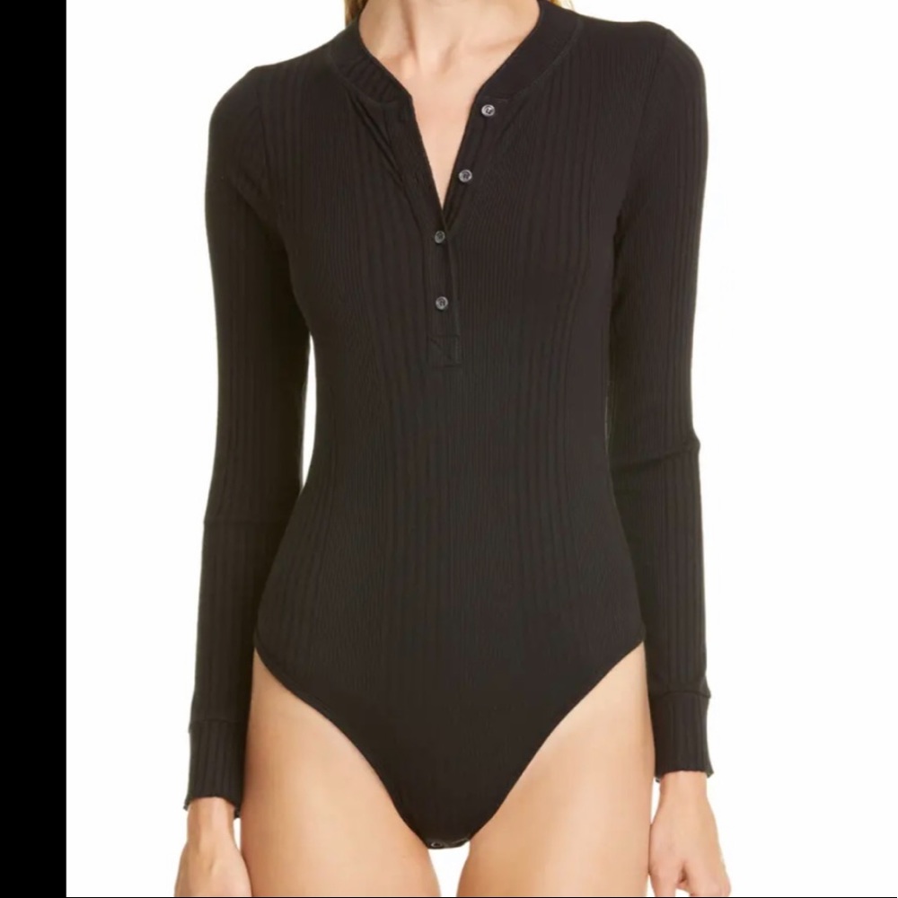 NSF Jolisa Long-Sleeve Bodysuit in Black sz large